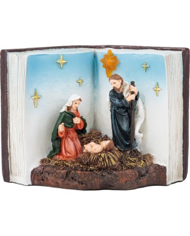 Dekorácia MagicHome Vianoce, Betlehem v knihe, LED, interiér, 13,5x8x9,5 cm