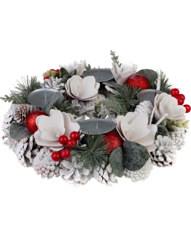 Veniec MagicHome Vianoce, prírodný, biely, adventný, 30 cm