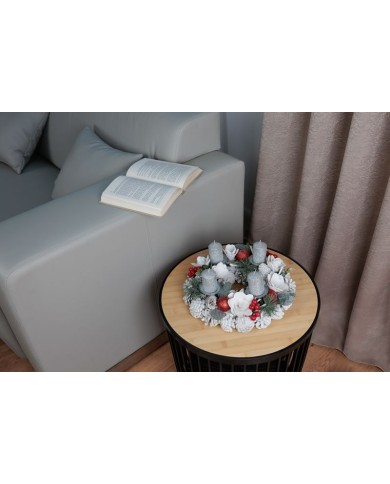 Veniec MagicHome Vianoce, prírodný, biely, adventný, 30 cm