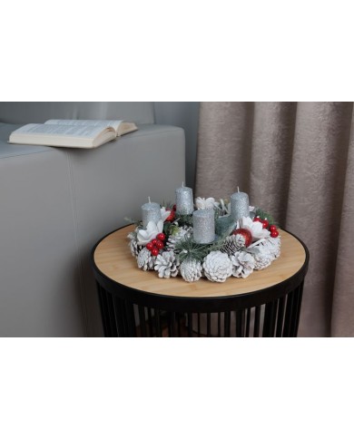 Veniec MagicHome Vianoce, prírodný, biely, adventný, 30 cm