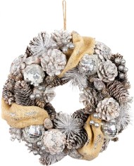 Veniec MagicHome Vianoce, prírodný, krémový, závesný, 33x9 cm