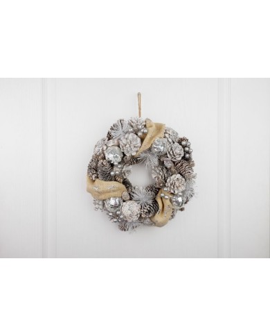 Veniec MagicHome Vianoce, prírodný, krémový, závesný, 33x9 cm