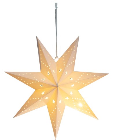 Dekorácia MagicHome Vianoce, Hviezda, papier, 10 LED teplá biela, 2xAA, jednoduché svietenie, 40 cm