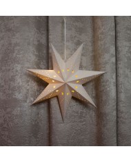 Dekorácia MagicHome Vianoce, Hviezda, papier, 10 LED teplá biela, 2xAA, jednoduché svietenie, 40 cm