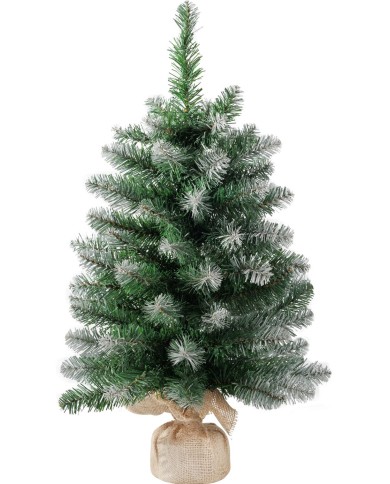 Stromček MagicHome Vianoce Belo, jedľa v jute, zasnežené konce, extra hustý, 60 cm