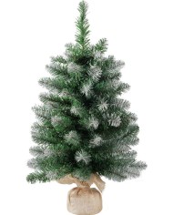 Stromček MagicHome Vianoce Belo, jedľa v jute, zasnežené konce, extra hustý, 60 cm