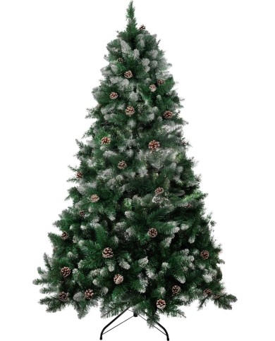 Stromček MagicHome Vianoce Albero, jedľa, zasnežené konce, so šiškami, 210 cm