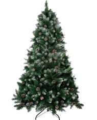 Stromček MagicHome Vianoce Albero, jedľa, zasnežené konce, so šiškami, 210 cm