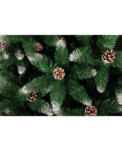 Stromček MagicHome Vianoce Albero, jedľa, zasnežené konce, so šiškami, 210 cm