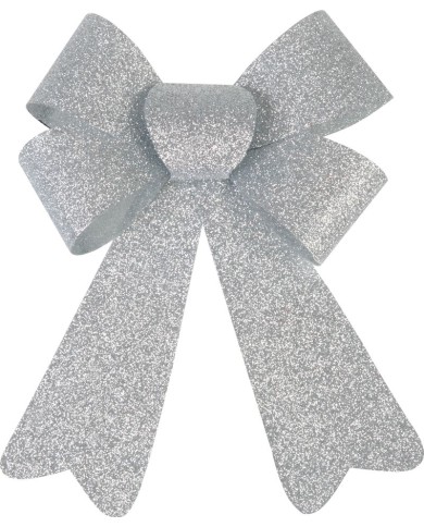 Dekorácia MagicHome Vianoce, mašľa, strieborná, 13x21 cm