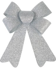 Dekorácia MagicHome Vianoce, mašľa, strieborná, 13x21 cm