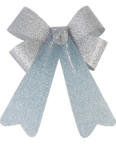 Dekorácia MagicHome Vianoce, mašľa, strieborná, 13x21 cm