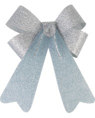 Dekorácia MagicHome Vianoce, mašľa, strieborná, 13x21 cm