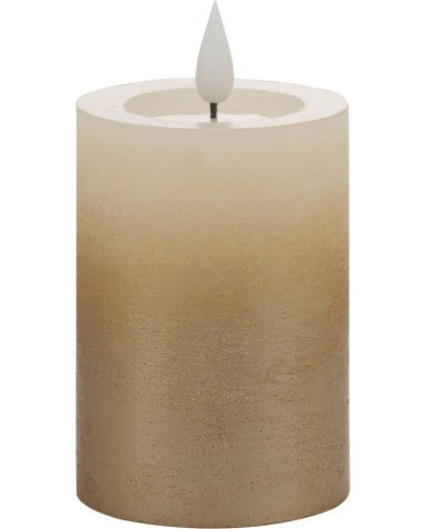 Sviečka MagicHome Vianoce, LED, 2xAAA, jednoduché svietenie, krémová/zlatá, metalický efekt, 7x10 cm