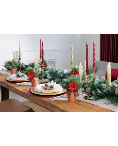 Sviečka MagicHome Vianoce, LED, 2xAAA, jednoduché svietenie, časovač, krémová/zlatá, metalický efekt, 3x25 cm