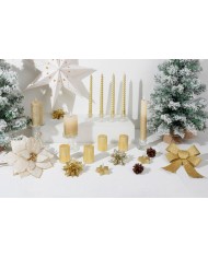 Sviečka MagicHome Vianoce, 4,8x8 cm, valcová, bal. 4 ks, zlatá, s glitrami, adventná