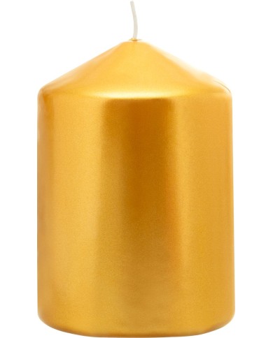 Sviečka MagicHome Vianoce, 7x10 cm, valcová, zlatá, metalický efekt