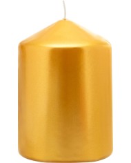 Sviečka MagicHome Vianoce, 7x10 cm, valcová, zlatá, metalický efekt