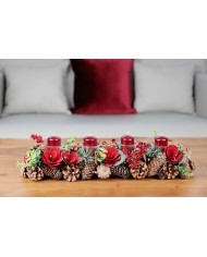 Sviečka MagicHome Vianoce, 4x6 cm, valcová, bal. 4 ks, červená, metalický efekt, adventná