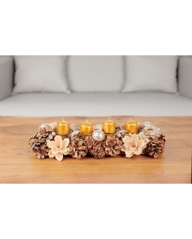 Sviečka MagicHome Vianoce, 4x6 cm, valcová, bal. 4 ks, zlatá, metalický efekt, adventná