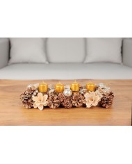 Sviečka MagicHome Vianoce, 4x6 cm, valcová, bal. 4 ks, zlatá, metalický efekt, adventná