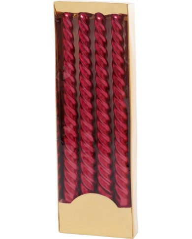 Sviečka MagicHome Vianoce, 25 cm, bal. 4 ks, červená, špirálová, točená