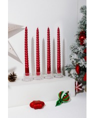 Sviečka MagicHome Vianoce, 25 cm, bal. 4 ks, červená, špirálová, točená