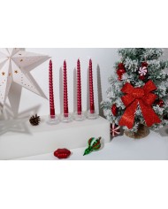 Sviečka MagicHome Vianoce, 25 cm, bal. 4 ks, červená, špirálová, točená