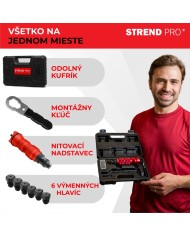 Nadstavec na vŕtačku Strend Pro Premium, 1/4", 2,4 - 6,4 mm nitovací, pre trhacie nity, v kufri