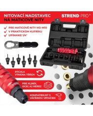 Nadstavec na vŕtačku Strend Pro Premium, 1/4", M3 - M10, nitovací, pre maticové nity, v kufri