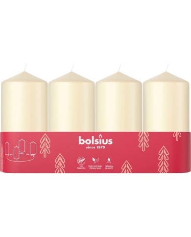 Sviečky Bolsius Pillar Advent, Vianoce, krémové, 48/100 mm, bal. 4 ks