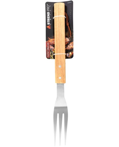 Vidlička Strend Pro Grill, na grilovanie a opekanie, s drevenou rúčkou, nerez