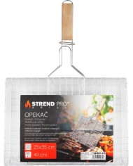 Opekač Strend Pro Grill, na mäso s drevenou rúčkou, 49x35x1,5 cm