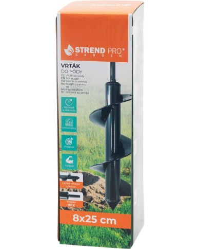 Vrták Strend Pro, do zeme, na skrutkovač, 8x25 cm