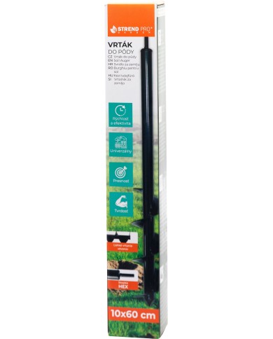 Vrták Strend Pro, do zeme, na skrutkovač, 10x60 cm