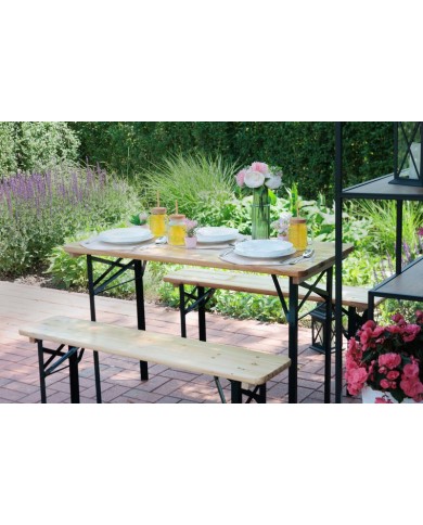 Set pivný DORTMUND Mini3, stôl 117x56x76,5 cm, 2x lavica 117x25x46,5 cm, drevo 27 mm