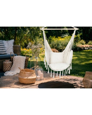 Kreslo GREKO, hojdacie, záhradné,závesné, prírodné, béžové, 150x120 cm