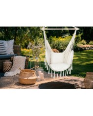 Kreslo GREKO, hojdacie, záhradné,závesné, prírodné, béžové, 150x120 cm
