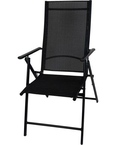 Stolička MININI ,čierna, záhradná, polohovateľná, 56x71x106 cm