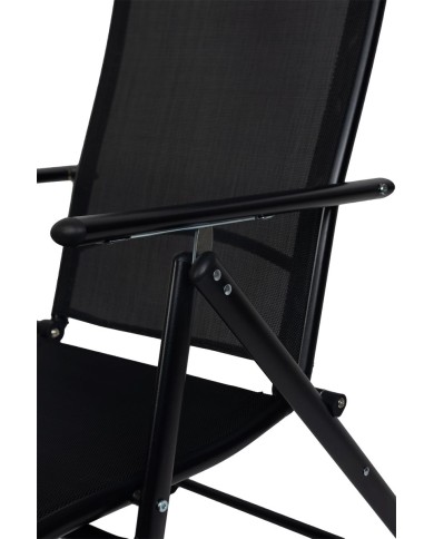 Stolička MININI ,čierna, záhradná, polohovateľná, 56x71x106 cm