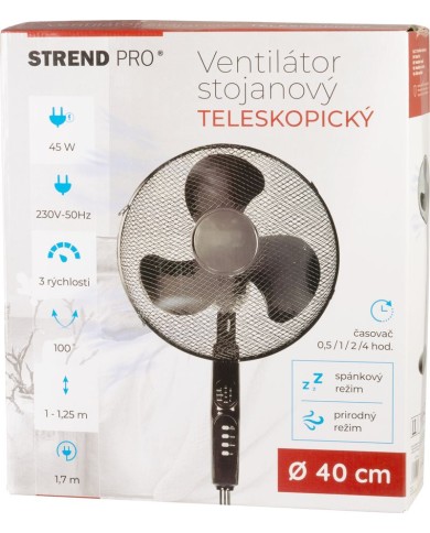 Ventilátor Strend Pro, stojanový, s diaľkovým ovládaním, 40 cm, 45 W