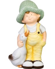 Dekorácia MagicHome, Chlapček s húskou, keramika, 15,5x25,5x44,5 cm