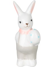 Dekorácia MagicHome, Zajačik s vajíčkom, veľkonočný, 5x5,9x10,7 cm