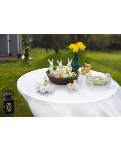 Dekorácia MagicHome, Zajačik, zlatý, veľkonočný, 6x7x10 cm