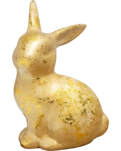 Dekorácia MagicHome, Zajačik, zlatý, veľkonočný, 4,2x5,5x8,2 cm