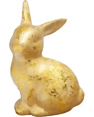 Dekorácia MagicHome, Zajačik, zlatý, veľkonočný, 4,2x5,5x8,2 cm