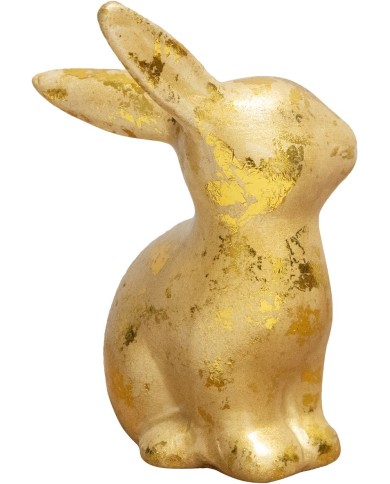 Dekorácia MagicHome, Zajačik, zlatý, veľkonočný, 4,2x5,5x8,2 cm