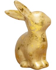 Dekorácia MagicHome, Zajačik, zlatý, veľkonočný, 4,2x5,5x8,2 cm