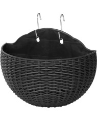 Kvetináč Strend Pro, s dvoma háčikmi, farba čierna, 26x14x20 cm