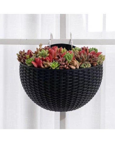 Kvetináč Strend Pro, s dvoma háčikmi, farba čierna, 26x14x20 cm